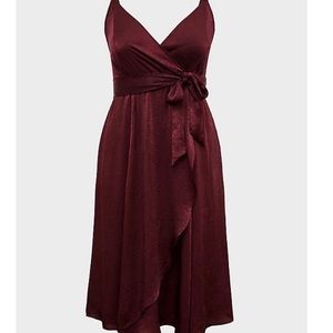Torrid Burgundy Charmeuse Wrap Dress